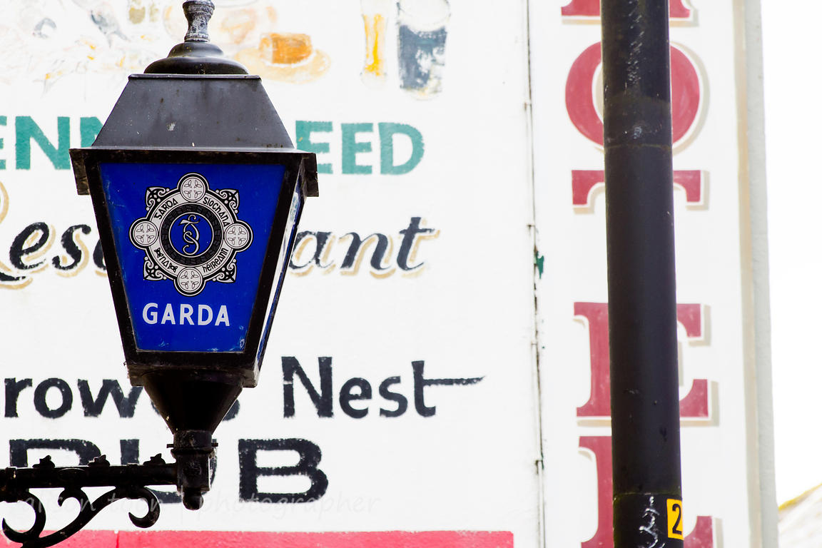 Garda (police) sign in Cong, Ireland