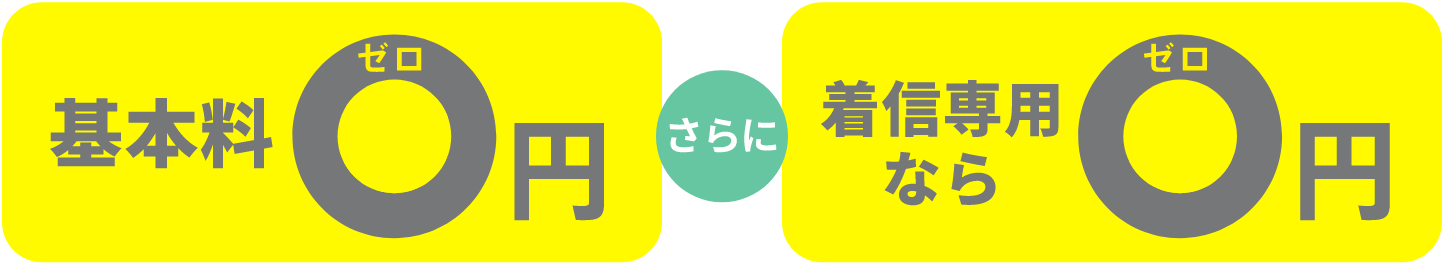 基本使用料0円 さらに着信専用なら0円