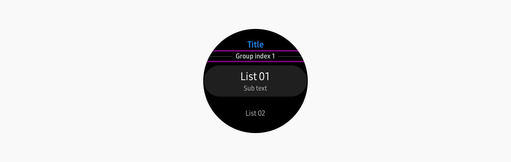 A group index divides list items into groups.