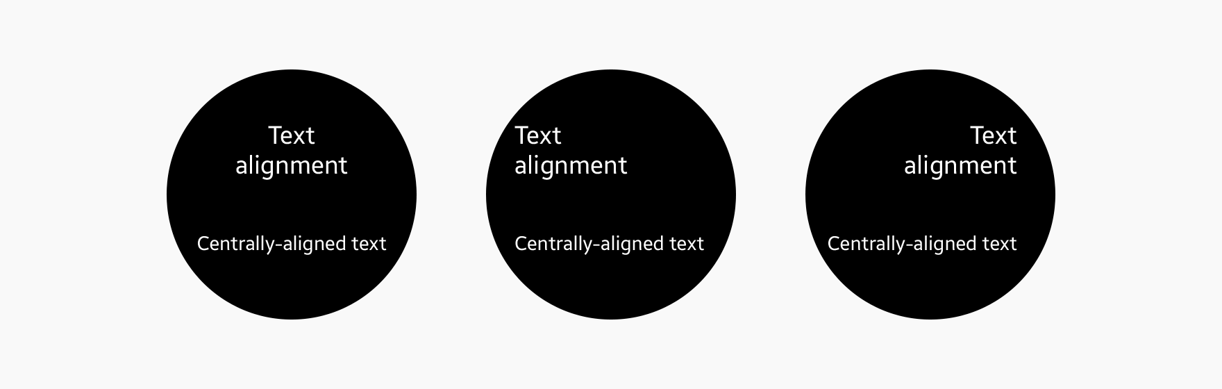 We recommend aligning text in the center when the text is short.