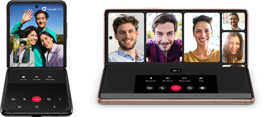 Google Duo App in Flex mode in Galaxy Z series devices