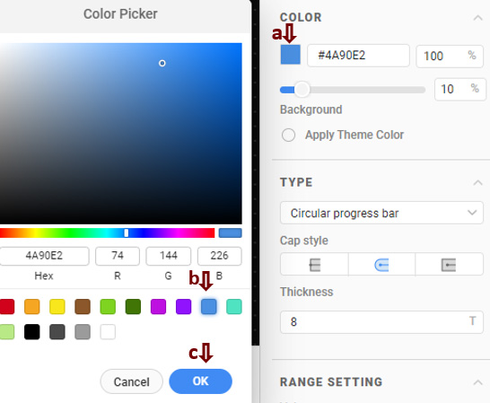 Figure 5: Ranged value progress bar color change