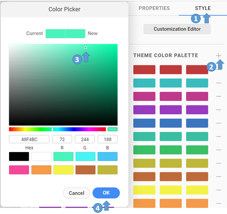 Figure 1:  Adding theme colors