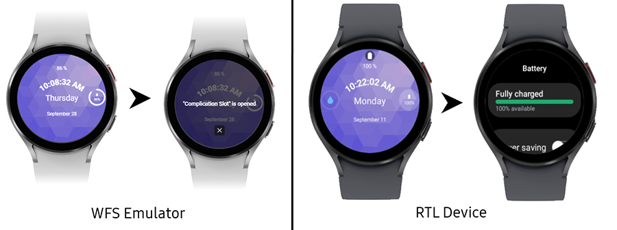 Custom complications on WFS emulator and on RTL device