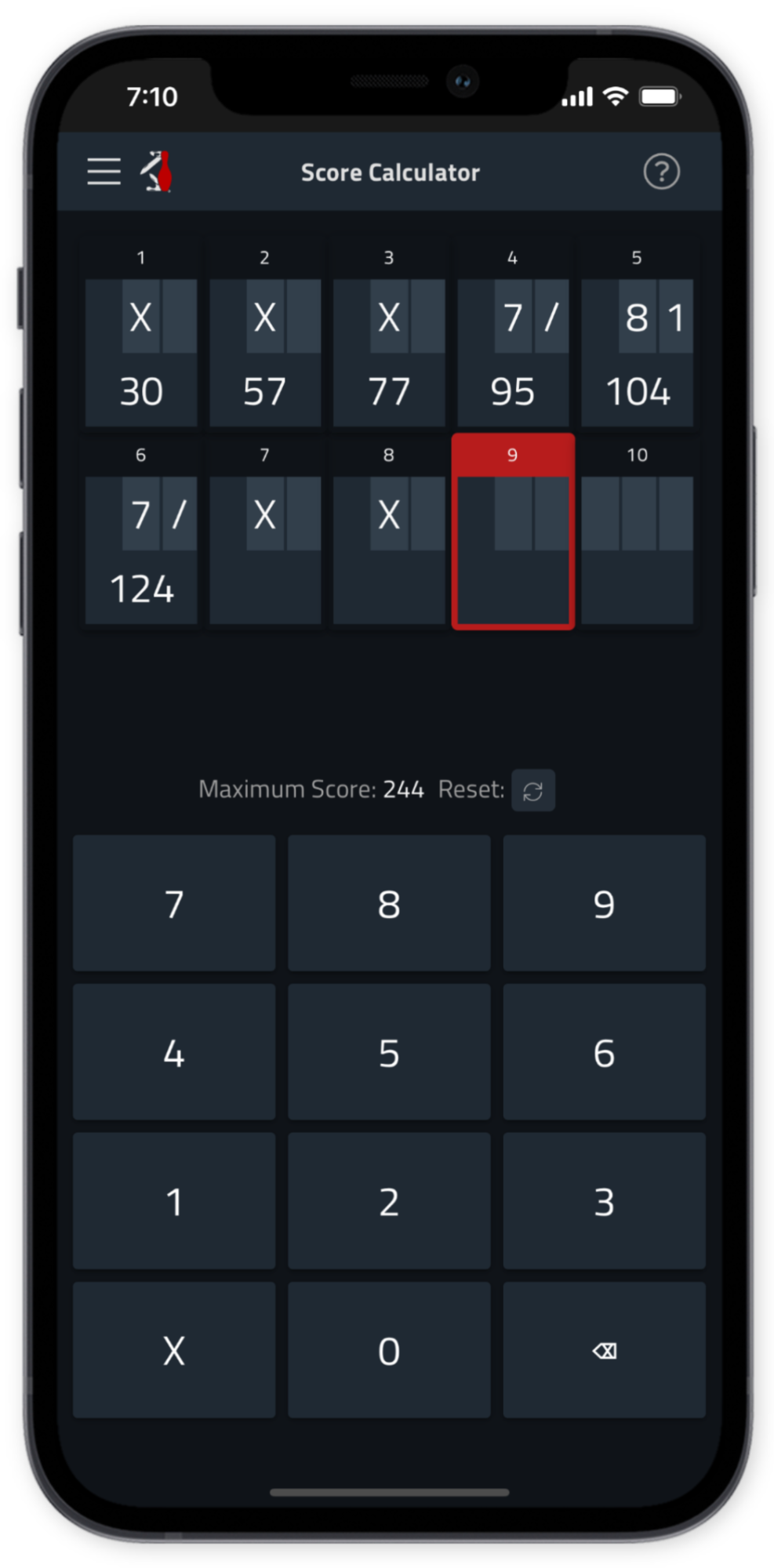 Bowling score calculator