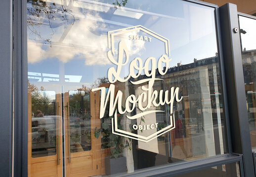 Logo on Glass Storefront Mockup