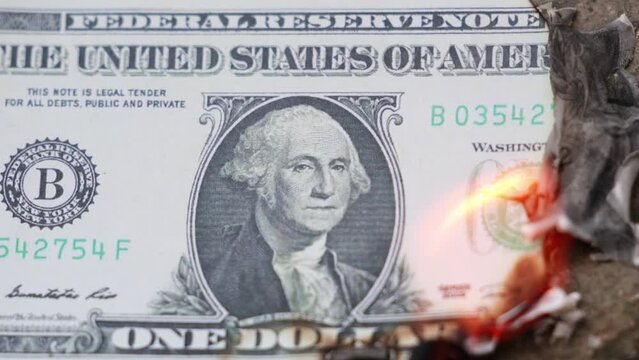 Us dollar on fire, waste money recession on US economy. Stock crash market exchange loss trading