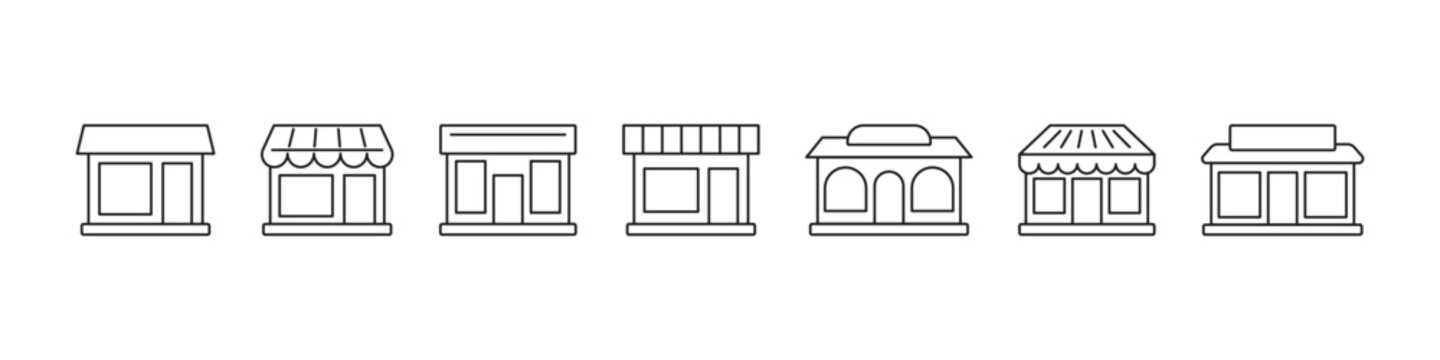 Shop icon set. Store build icons collection. Vector illustration