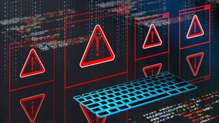 Malware Detected Warning Screen with abstract binary code 3d digital concept