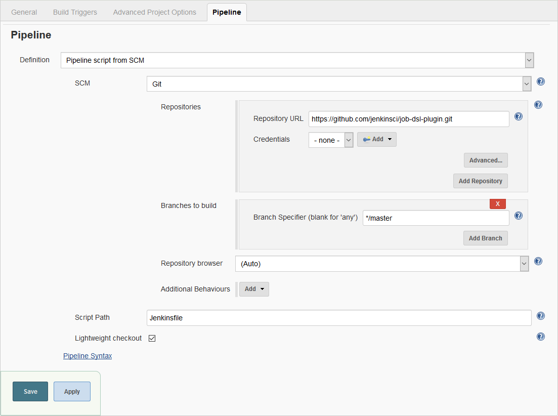 configuration form