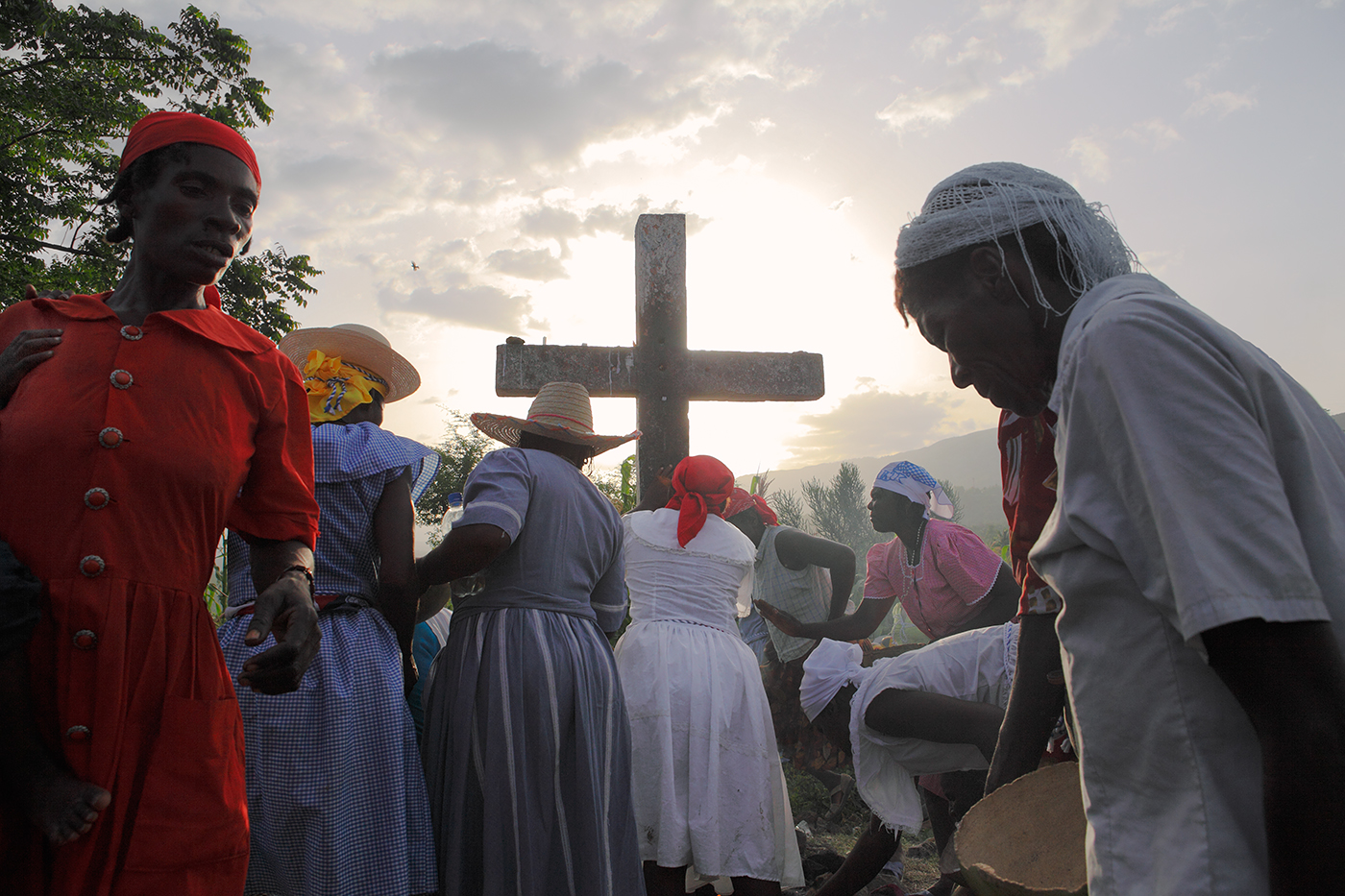 Haitian Vodou is unique in that its rituals were commingled as a result of slavery.  Not only with Catholicism which was assimilated into the ancient African symbology, but also a tribal fusion was created between the Nago, Congo, Dahomey, Senegalese, Ethiopian and many other tribes brought to the island of Hispaniola.  Hill of the Calvary Cross, Haiti.