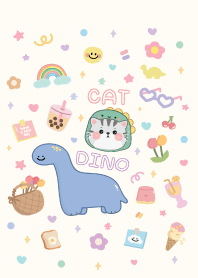 Cat & dino minimal cute 100%