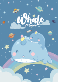 Whale Unicorn Rainbow Galaxy PacificBlue