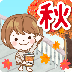 Natural bob hair girl, moving autumn jp