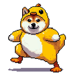 Pixel art duck costume fat shiba