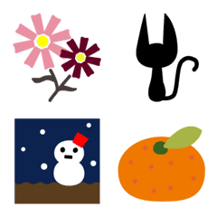 Emoji of autumn & winter.(with greeting)