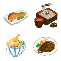 クレヨンでかいたようなゆるい絵文字(料理)