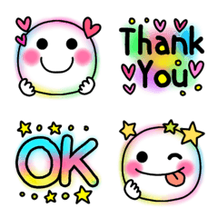 Colorful Neon Smile Celebration Emoji