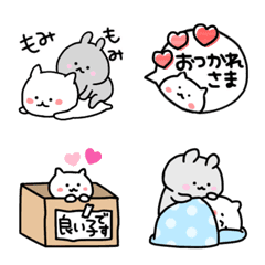 ゆるねことうさぎの小さなスタンプ絵文字♡