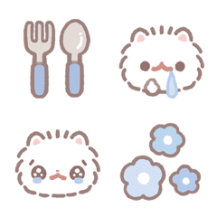 Pomeranian Mochi Emoji -Cool Colors-