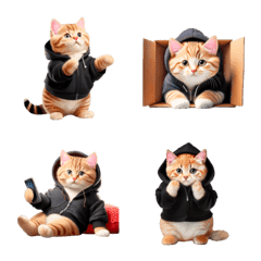 Chubby Kitten Emoji Hoodie/Negative