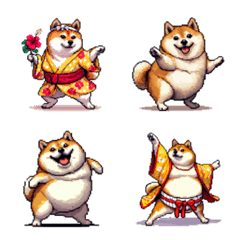 Pixel art Okinawa fat shiba emoji