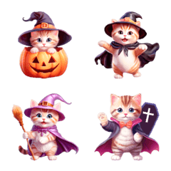 秋に毎日使える ハロウィンねこ 日常