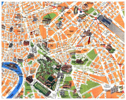 Detailed tourist map of Rome city center.