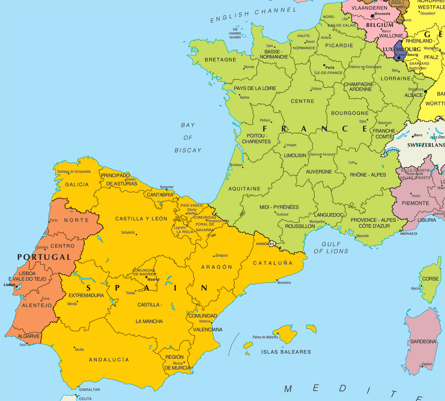 france spain map