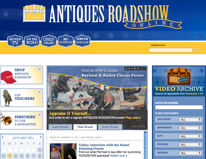 antiques roadshow website