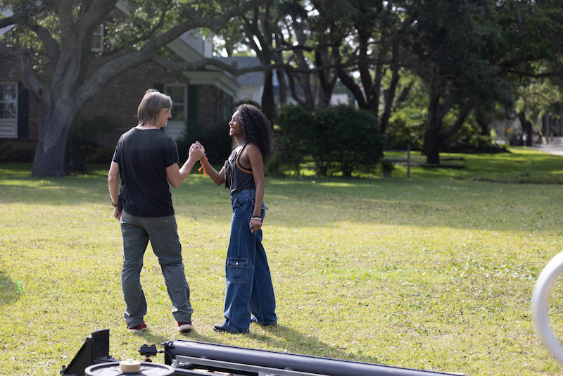 Carlacia Grant in the Outer Banks Season 4 BTS photos.