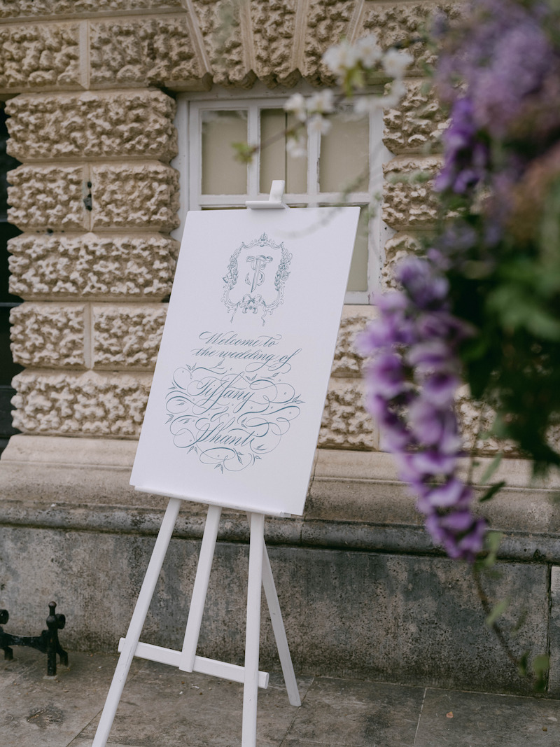 A welcome sign for guests in 'The Event of the Season: A Bridgerton Wedding'