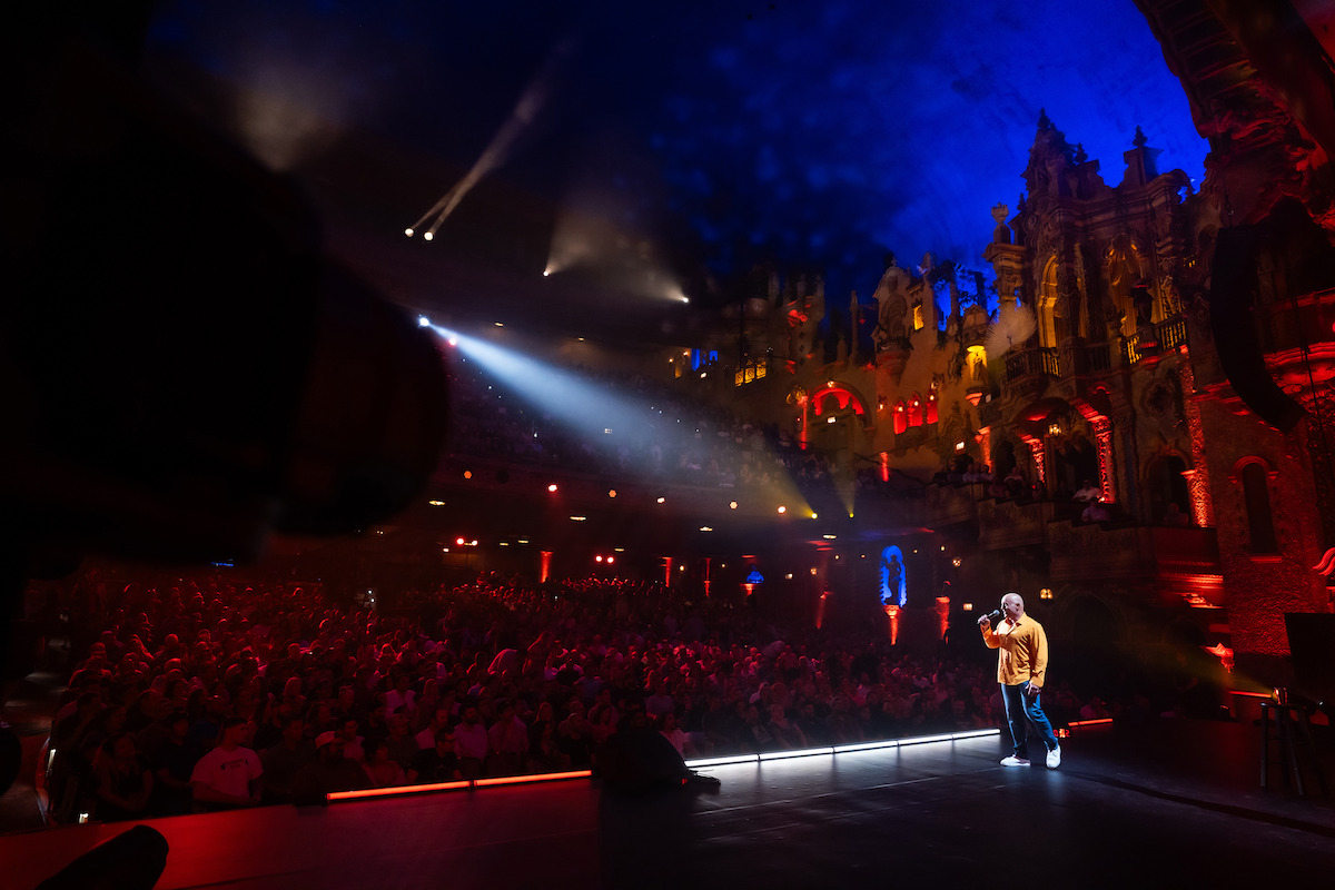 Joe Rogan performing during his 'Joe Rogan: Burn the Boats' special.