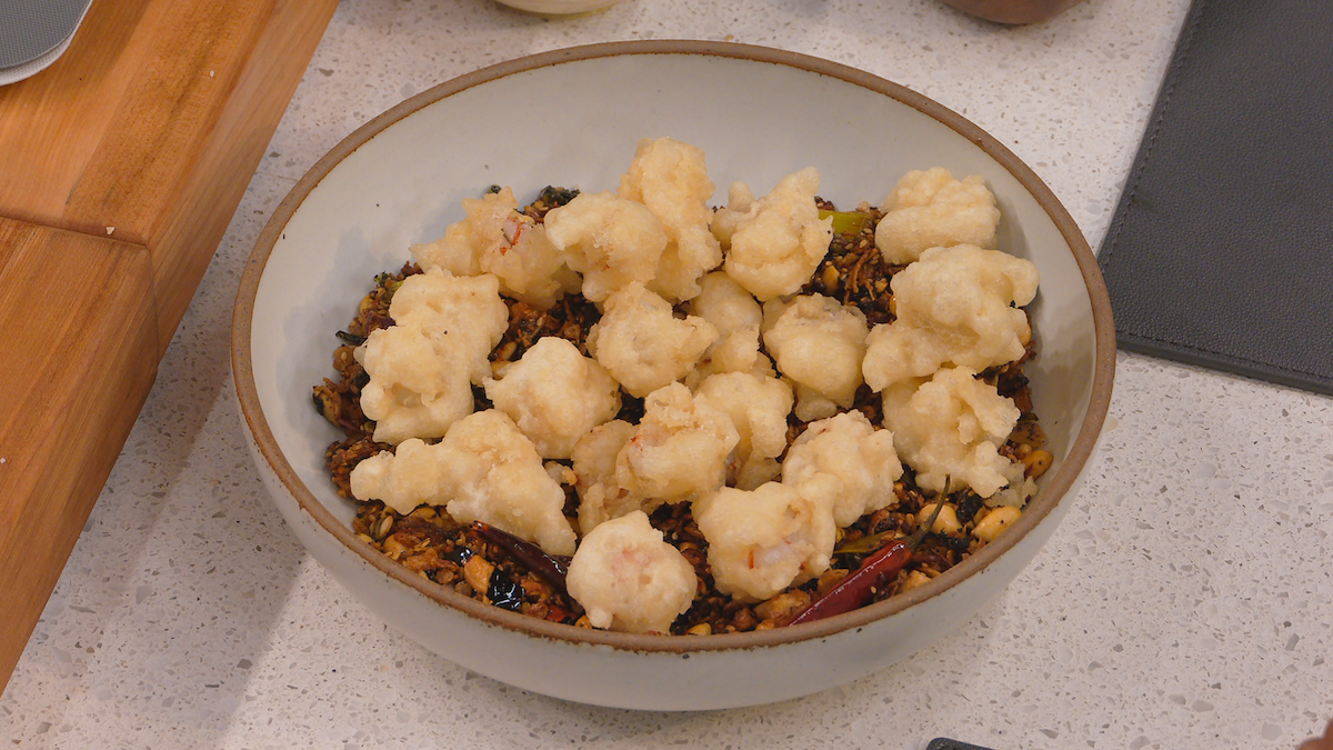 David Chang’s Tempura Rock Shrimp with Salsa Seca