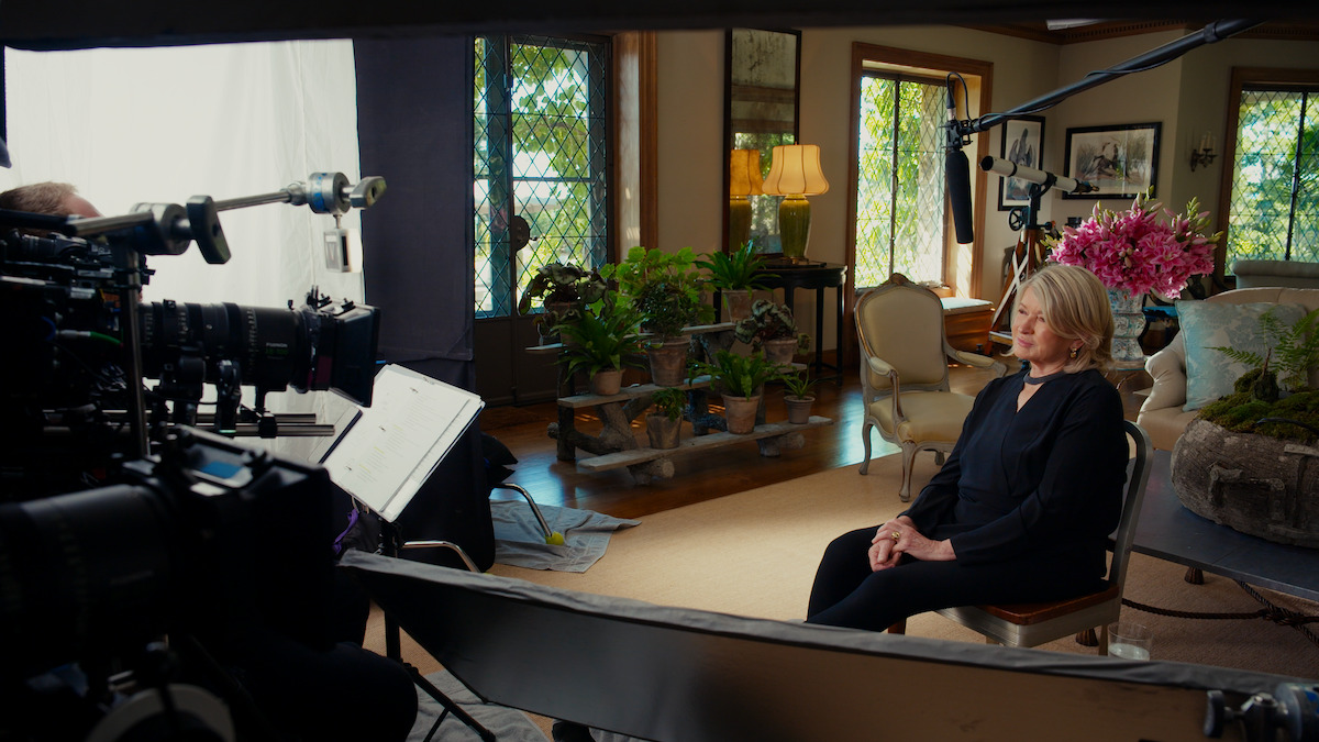 Martha Stewart sitting for an interview.