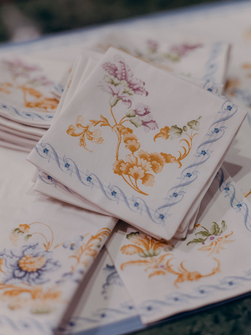 Painted napkins in 'The Event of the Season: A Bridgerton Wedding'