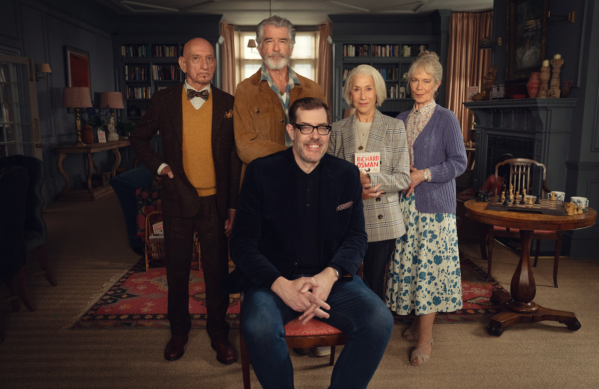 Sir Ben Kingsley, Pierce Brosnan, Helen Mirren, Celia Imrie, and author Richard Osman.