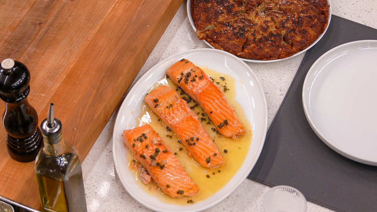 David Chang’s Salmon with Caper-Butter Sauce