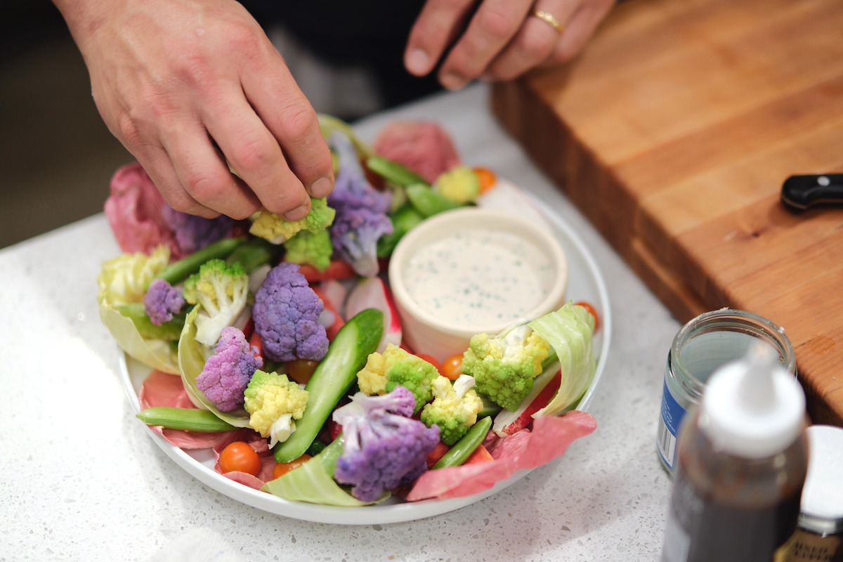 David Chang’s crudités with ranch dressing.