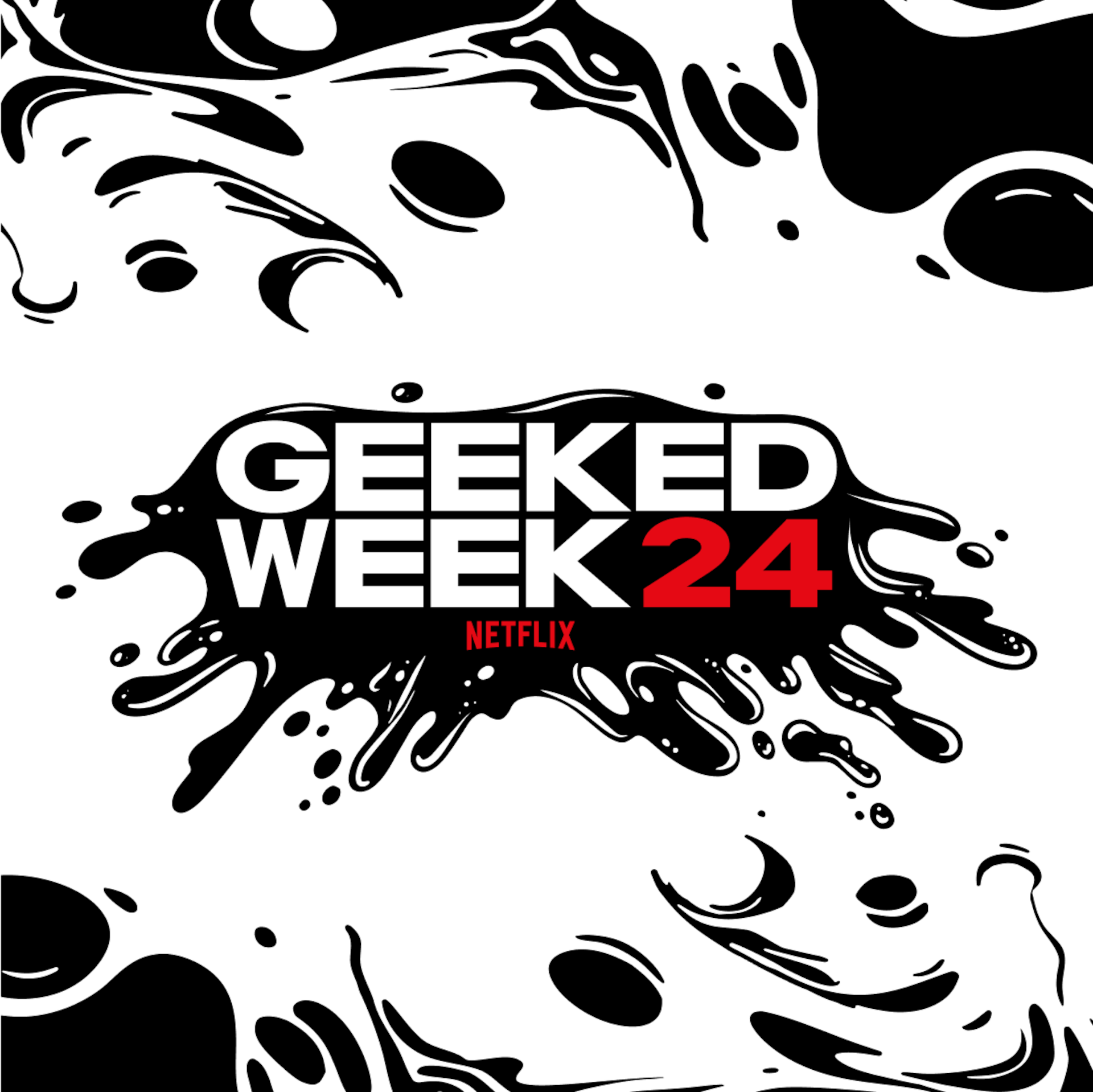 Geeked Week 24 image - an ink blot with the words Geeked Week 24 superimposed over it. 