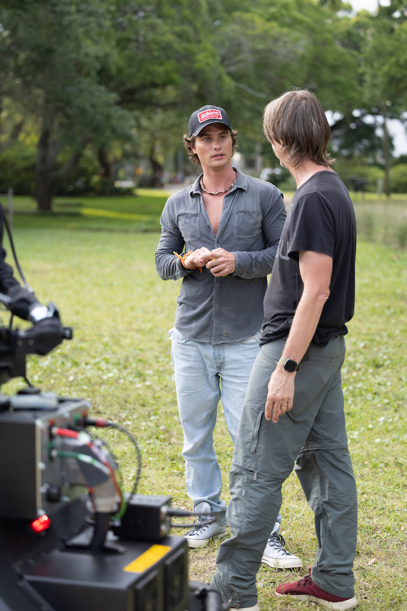 Chase Stokes in the Outer Banks Season 4 BTS photos.