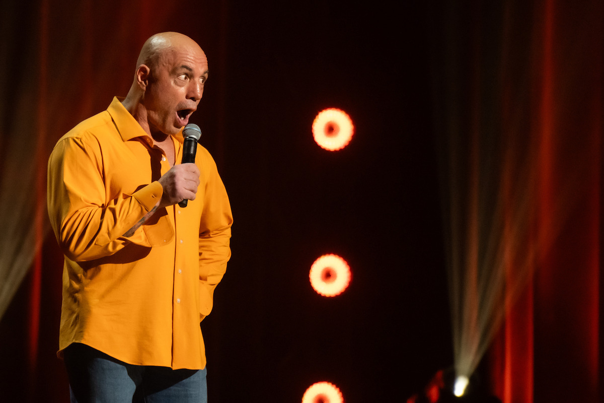 Joe Rogan performing during his 'Joe Rogan: Burn the Boats' special.