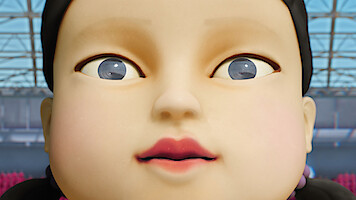 Close up of a large doll in Season 2 of 'Squid Game'