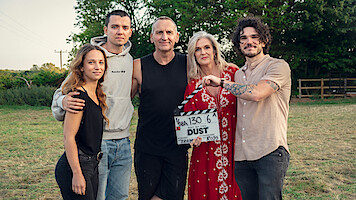 Molly Windsor, Asa Butterfield, Christopher Eccleston, Siobhan Finneran, Fra Fee on the set of 'Out of the Dust'