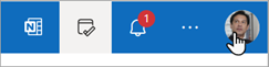 Vælg dit navn eller profilbillede øverst til højre i Outlook.com for at ændre din adgangskode.