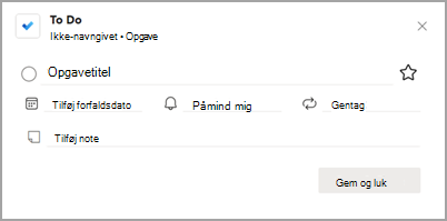 Skærmbillede, der viser pop op-dialogboksen Opgaver.