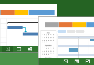 Billede der illustrerer to visninger af en projektplan