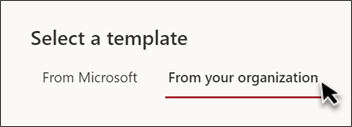 Image of the tab in the site template picker that says "From your organization"