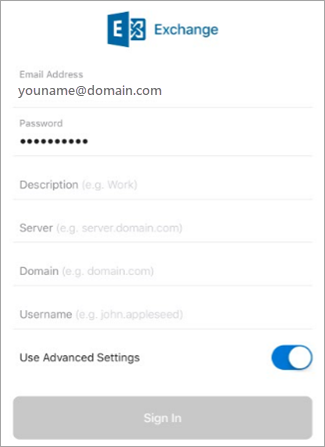 Enter password for Exchange