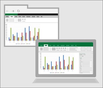 Excel for the web in a web browser, and the Excel desktop app